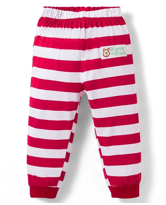 Babyhug Disney 100% Cotton Knit Raglan Full Sleeves T-Shirt & Pyjama Night Suit With Winnie the Pooh Graphic - Multicolour