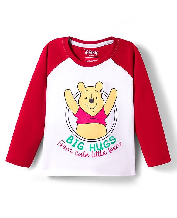 Babyhug Disney 100% Cotton Knit Raglan Full Sleeves T-Shirt & Pyjama Night Suit With Winnie the Pooh Graphic - Multicolour