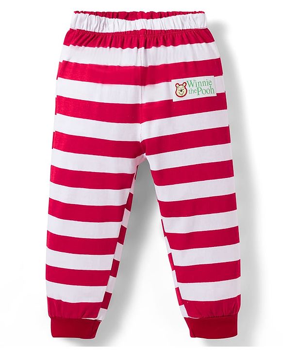 Babyhug Disney 100% Cotton Knit Raglan Full Sleeves T-Shirt & Pyjama Night Suit With Winnie the Pooh Graphic - Multicolour