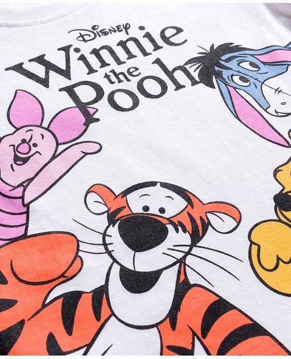 Babyhug Disney Single Jersey Knit Full Sleeves T-Shirt & Pajama Night Suit with Winnie & Friends Graphic & Stripes - Multicolor
