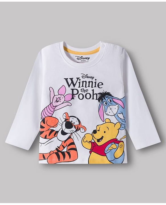 Babyhug Disney Single Jersey Knit Full Sleeves T-Shirt & Pajama Night Suit with Winnie & Friends Graphic & Stripes - Multicolor