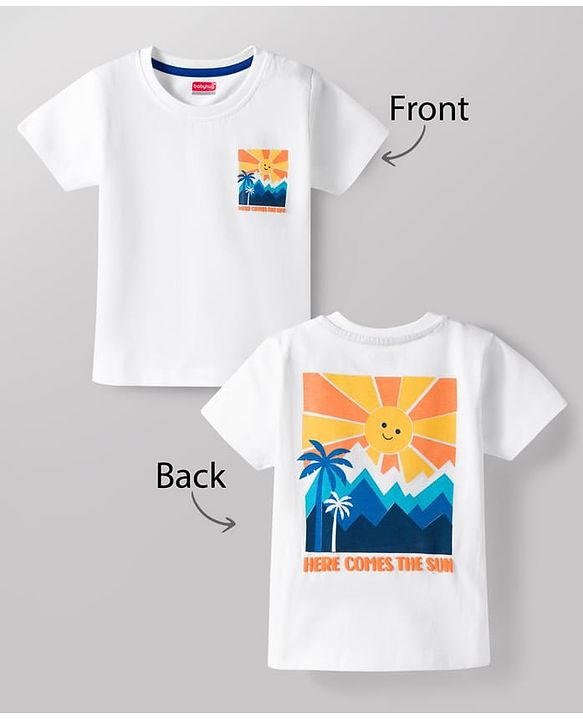 Babyhug Cotton Knit Half Sleeves T-Shirt With Front & Back Sun Print - Multicolor