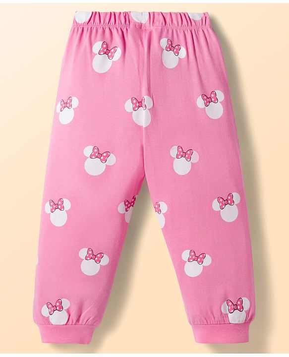 Babyhug Disney Single Jersey Knit Full Sleeves T-Shirt & Pyjama Night Suit With Minnie Mouse Graphics - Multicolor