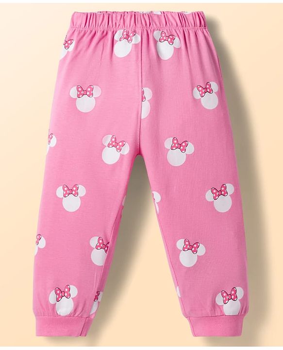 Babyhug Disney Single Jersey Knit Full Sleeves T-Shirt & Pyjama Night Suit With Minnie Mouse Graphics - Multicolor