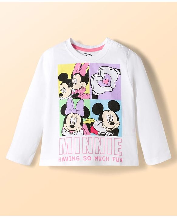 Babyhug Disney Single Jersey Knit Full Sleeves T-Shirt & Pyjama Night Suit With Minnie Mouse Graphics - Multicolor