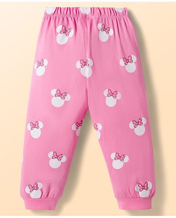 Babyhug Disney Single Jersey Knit Full Sleeves T-Shirt & Pyjama Night Suit With Minnie Mouse Graphics - Multicolor