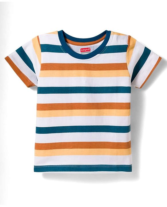 Babyhug Cotton Knit Half Sleeves T-Shirts With Leaf Print Pack of 3 - Multicolor