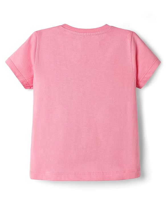 Babyhug Disney Single Jersey Knit Half Sleeve T-Shirt &  Pyjama Night Suit Set with Minnie Mouse Graphic- Pink