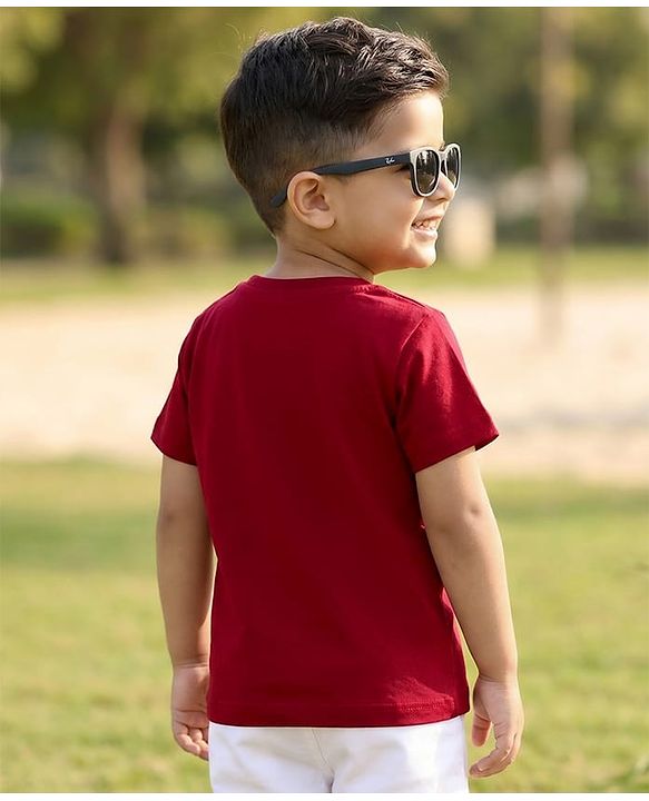 Babyhug Cotton Knit Half Sleeves T-Shirt With Tiger Print - Multicolor