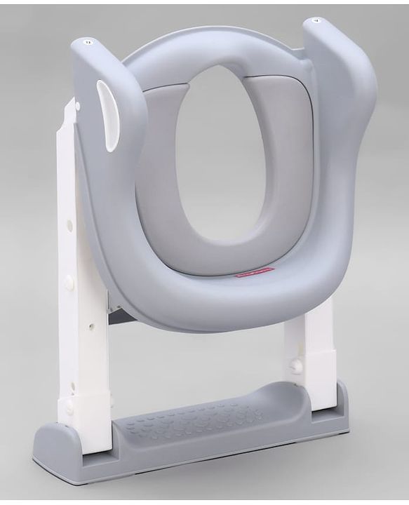 Babyhug Ladder Potty Seat - Grey White| Comfortable & Secure Training Seat| Anti-Slip Base| Easy to Clean| Lightweight Design| Easy to Assemble| Fits All Regular Commodes