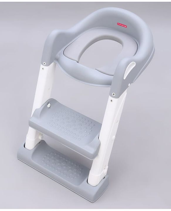 Babyhug Ladder Potty Seat - Grey White| Comfortable & Secure Training Seat| Anti-Slip Base| Easy to Clean| Lightweight Design| Easy to Assemble| Fits All Regular Commodes