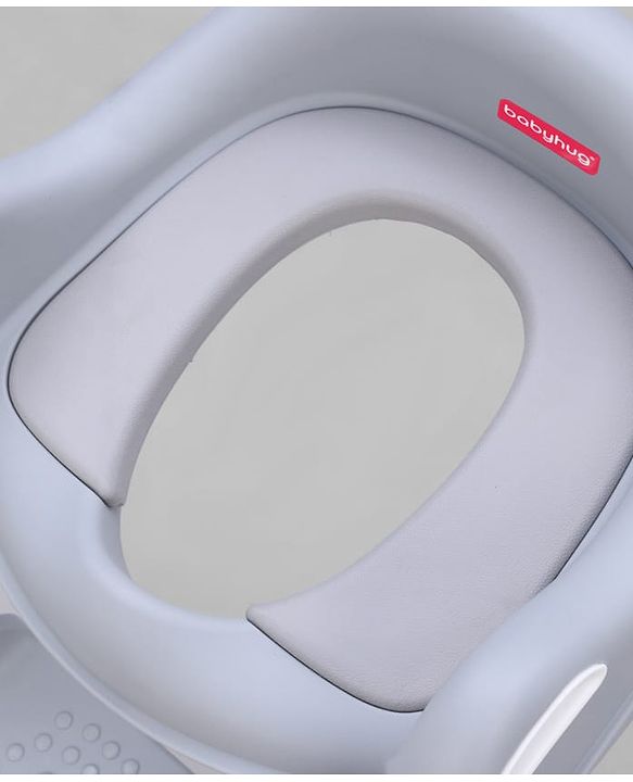 Babyhug Ladder Potty Seat - Grey White| Comfortable & Secure Training Seat| Anti-Slip Base| Easy to Clean| Lightweight Design| Easy to Assemble| Fits All Regular Commodes