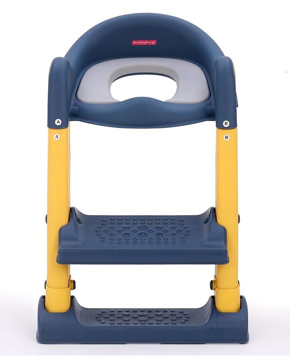 Babyhug Ladder Potty Seat - Grey White| Comfortable & Secure Training Seat| Anti-Slip Base| Easy to Clean| Lightweight Design| Easy to Assemble| Fits All Regular Commodes