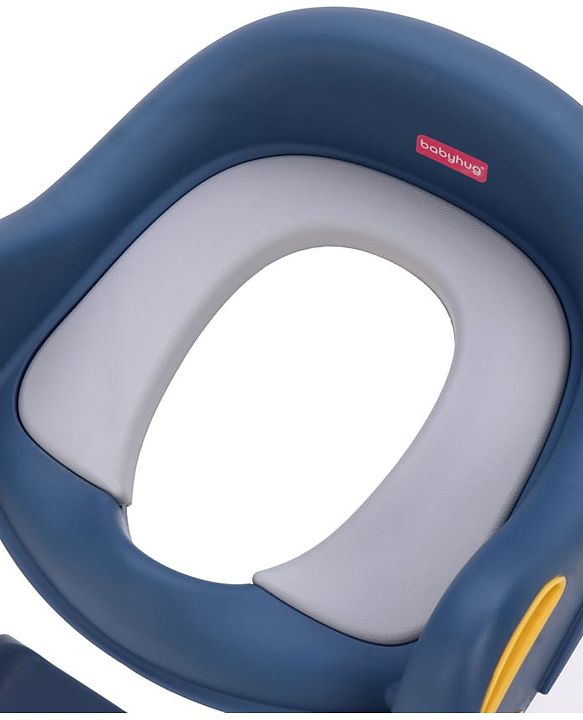 Babyhug Ladder Potty Seat - Grey White| Comfortable & Secure Training Seat| Anti-Slip Base| Easy to Clean| Lightweight Design| Easy to Assemble| Fits All Regular Commodes