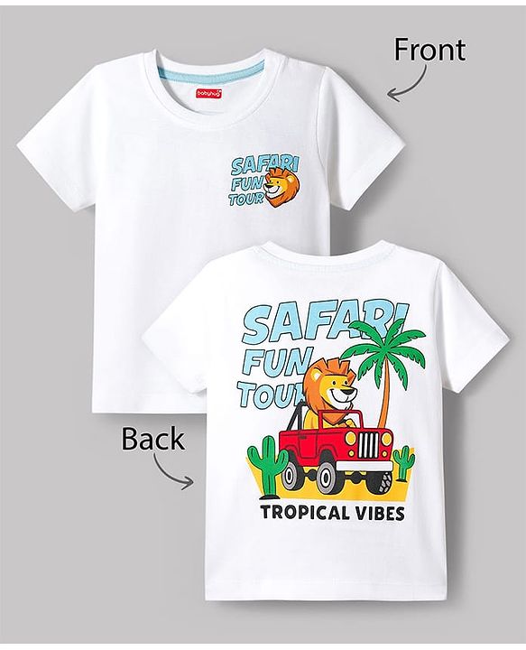 Babyhug 100% Cotton Knit Half Sleeves Safari Theme Printed T-Shirt - Mutlicolour