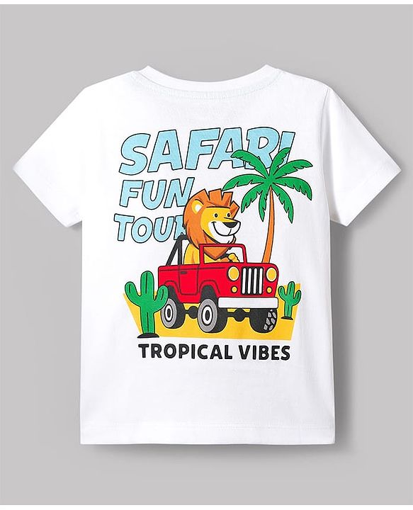 Babyhug 100% Cotton Knit Half Sleeves Safari Theme Printed T-Shirt - Mutlicolour