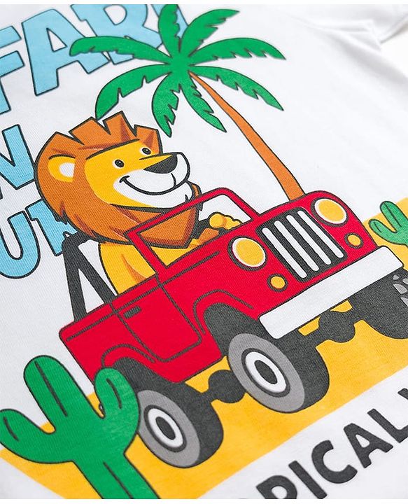 Babyhug 100% Cotton Knit Half Sleeves Safari Theme Printed T-Shirt - Mutlicolour