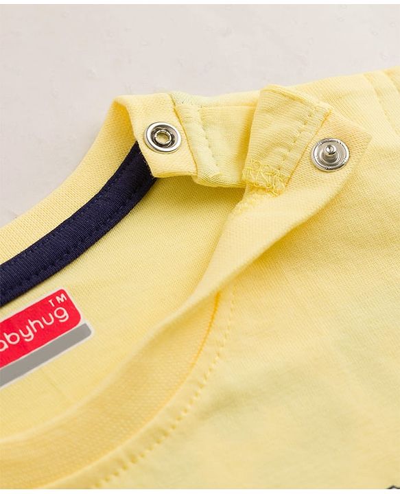 Babyhug Cotton Knit Half Sleeves Oversized Front & Back Beach Theme Print T-Shirt - Yellow