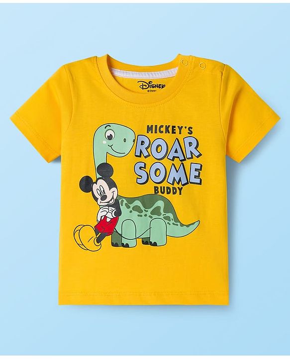 Babyhug Disney 100% Cotton Half Sleeves T-Shirts With Mickey Mouse & Friends Graphic Pack of 2 - Multicolour