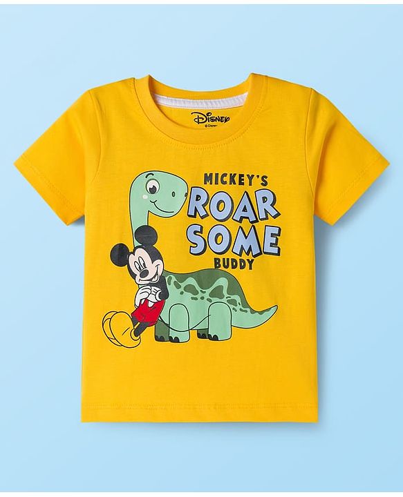 Babyhug Disney 100% Cotton Half Sleeves T-Shirts With Mickey Mouse & Friends Graphic Pack of 2 - Multicolour