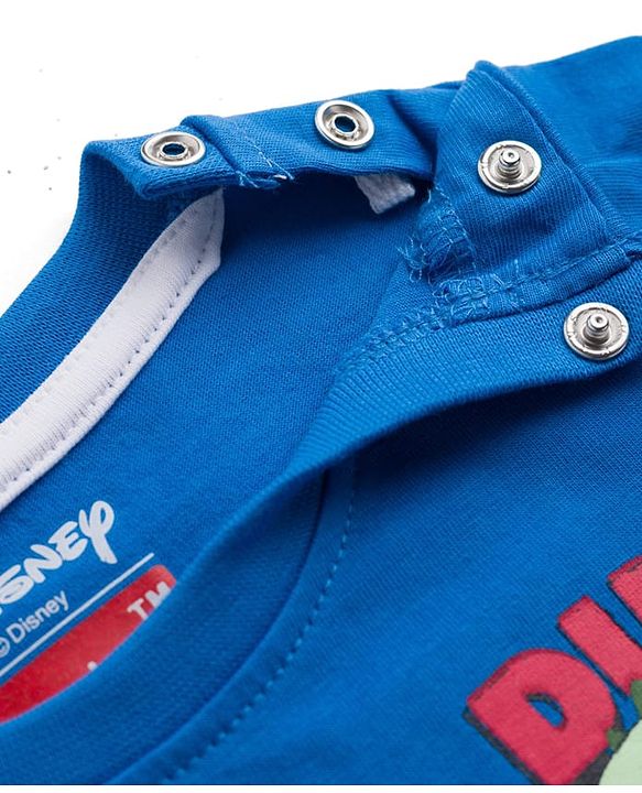 Babyhug Disney 100% Cotton Knit Half Sleeves T-Shirt With Front & Back Mickey & Dino Graphic - Blue