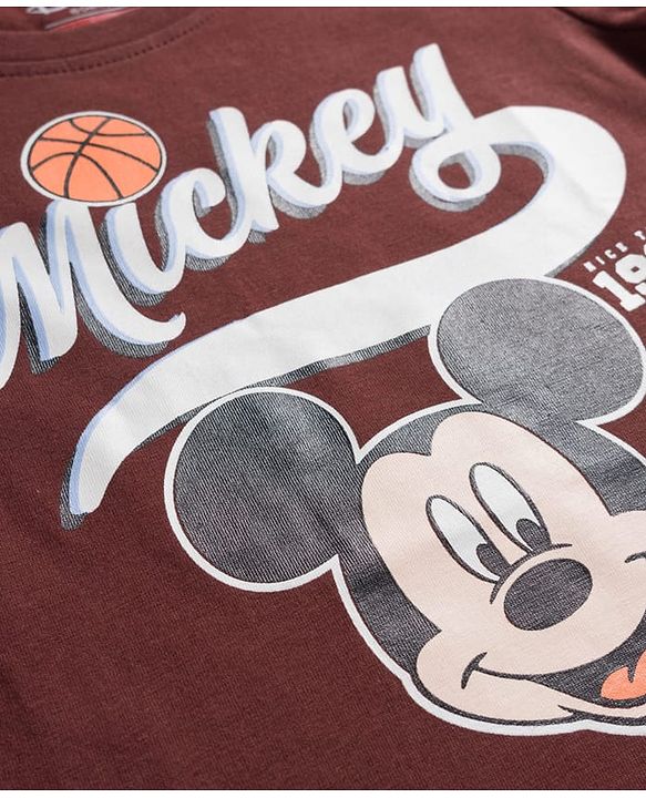 Babyhug Disney Single Jersey Knit Half Sleeves T-Shirts with Mickey Mouse Graphic Pack of 3 - Navy Blue White & Maroon