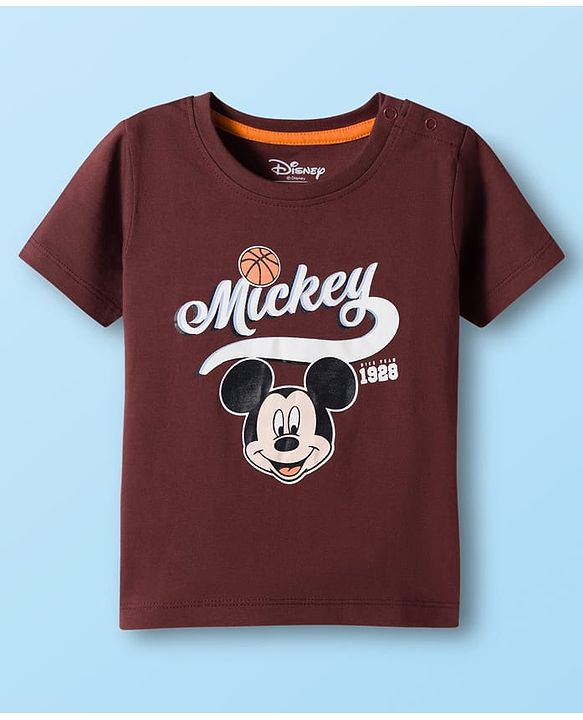 Babyhug Disney Single Jersey Knit Half Sleeves T-Shirts with Mickey Mouse Graphic Pack of 3 - Navy Blue White & Maroon