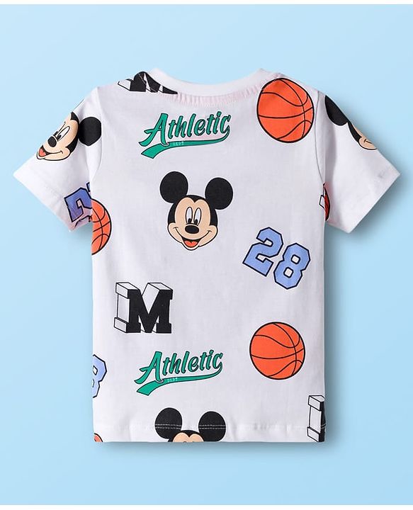 Babyhug Disney Single Jersey Knit Half Sleeves T-Shirts with Mickey Mouse Graphic Pack of 3 - Navy Blue White & Maroon
