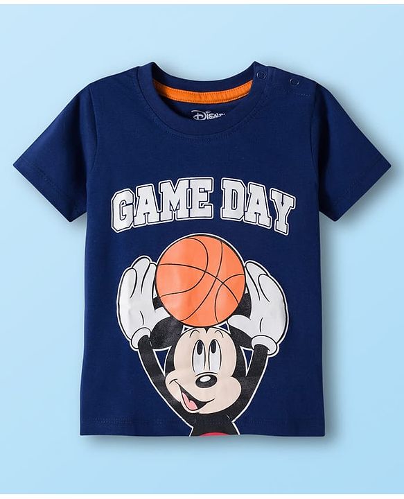 Babyhug Disney Single Jersey Knit Half Sleeves T-Shirts with Mickey Mouse Graphic Pack of 3 - Navy Blue White & Maroon
