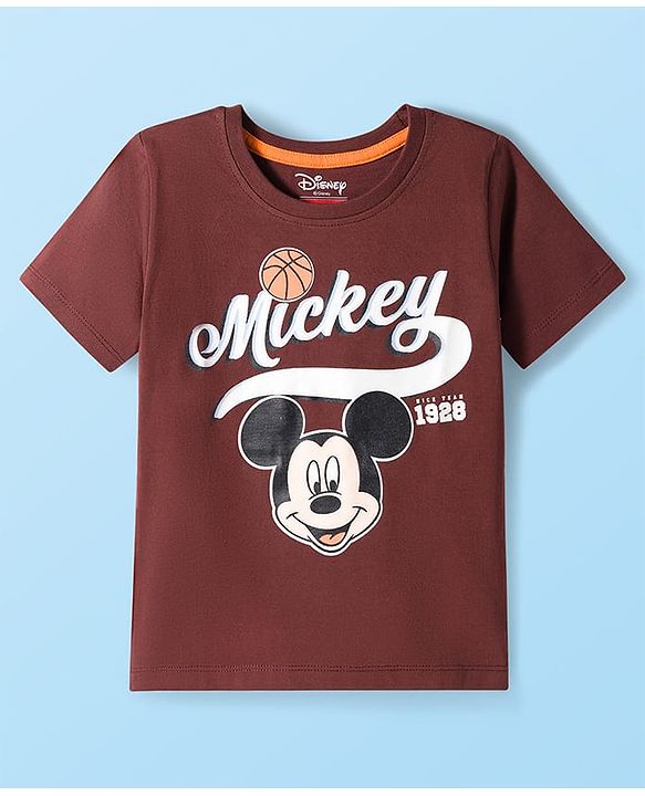 Babyhug Disney Single Jersey Knit Half Sleeves T-Shirts with Mickey Mouse Graphic Pack of 3 - Navy Blue White & Maroon
