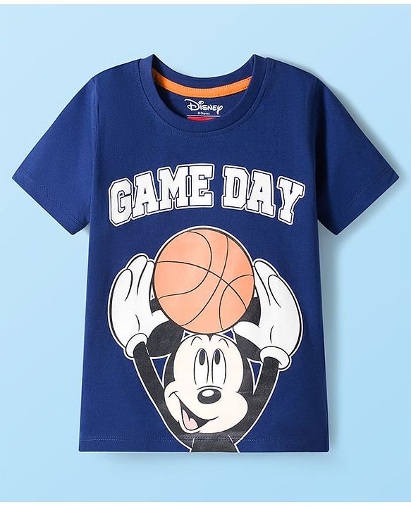 Babyhug Disney Single Jersey Knit Half Sleeves T-Shirts with Mickey Mouse Graphic Pack of 3 - Navy Blue White & Maroon