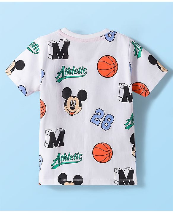Babyhug Disney Single Jersey Knit Half Sleeves T-Shirts with Mickey Mouse Graphic Pack of 3 - Navy Blue White & Maroon