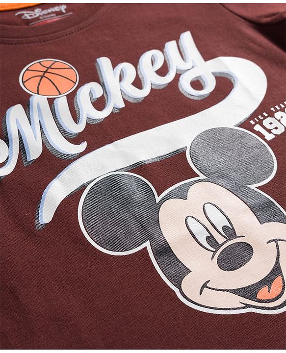 Babyhug Disney Single Jersey Knit Half Sleeves T-Shirts with Mickey Mouse Graphic Pack of 3 - Navy Blue White & Maroon