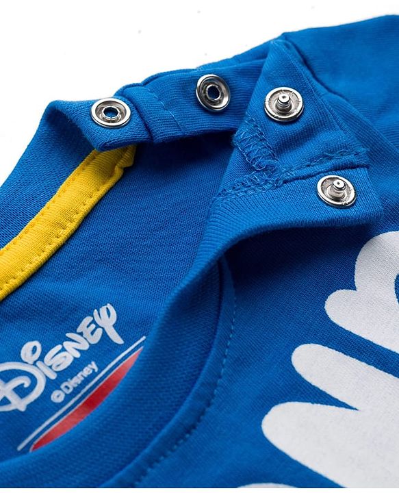 Babyhug Disney 100% Cotton Knit Half Sleeves T-Shirt With Mickey Mouse Graphic - Blue