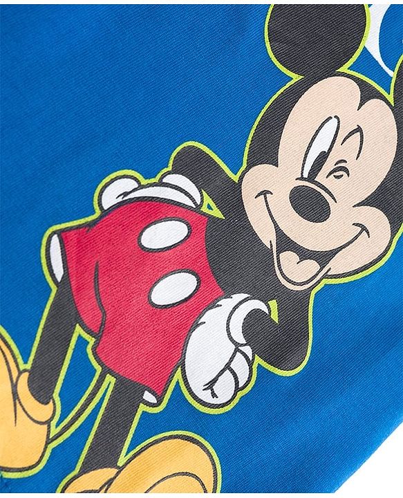 Babyhug Disney 100% Cotton Knit Half Sleeves T-Shirt With Mickey Mouse Graphic - Blue