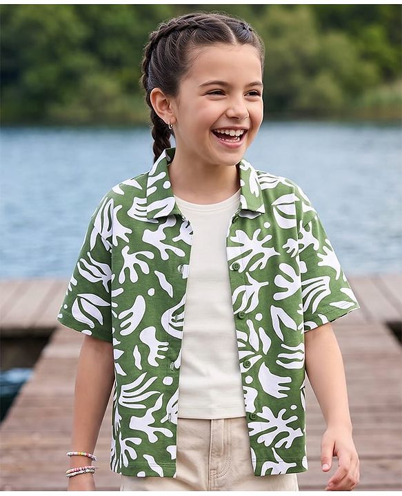Pine Kids Cotton Knit Half Sleeves Printed Shirt & Sleeveless T-Shirt - Multicolor