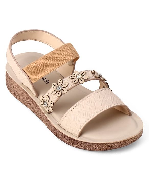 Pine Kids Slip-on Sandals with Floral Design in Beige