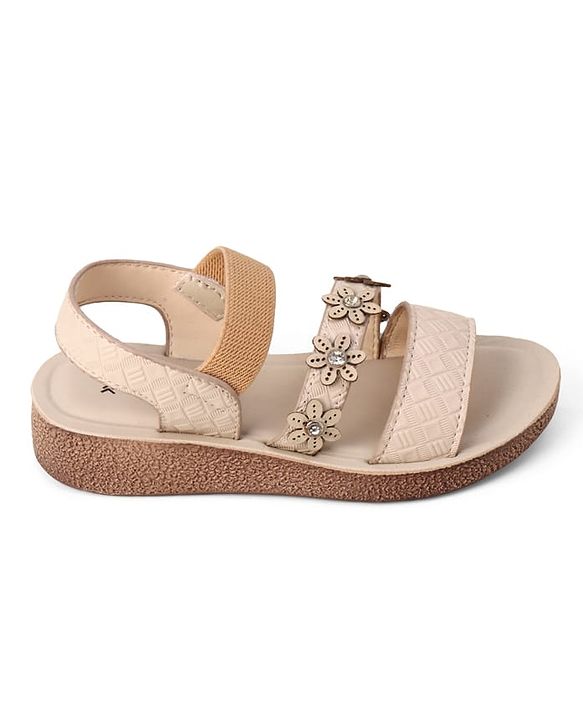 Pine Kids Slip-on Sandals with Floral Design in Beige