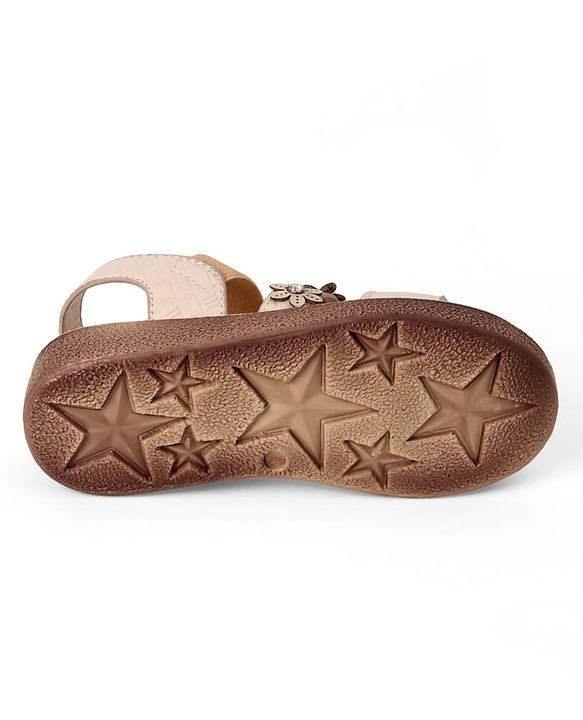 Pine Kids Slip-on Sandals with Floral Design in Beige