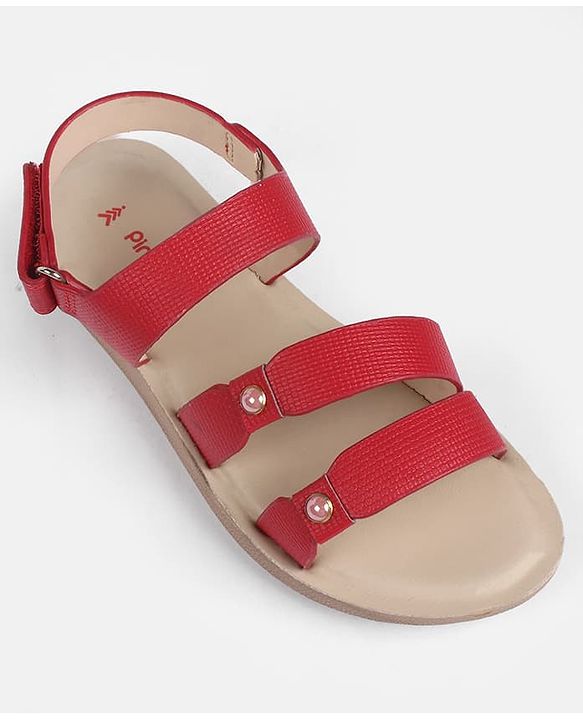 Pine Kids Velcro Closure Solid  Sandal - Red
