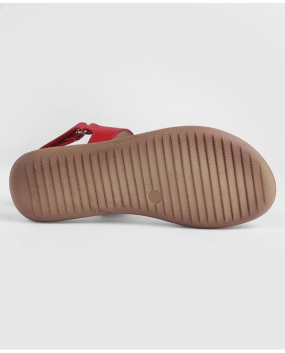 Pine Kids Velcro Closure Solid  Sandal - Red