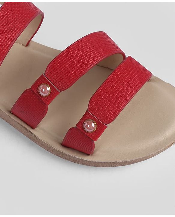 Pine Kids Velcro Closure Solid  Sandal - Red