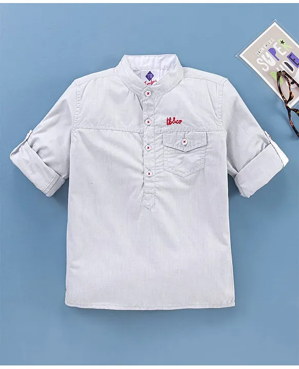 Buy TONYBOY Cotton Woven Full Sleeves Solid Shirt - Grey for Boys