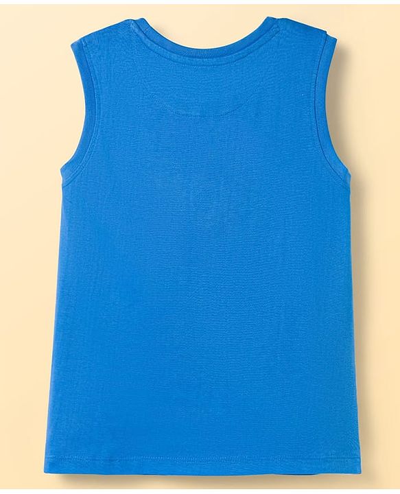 Pine Kids Disney Single Jersey Knit Sleeveless Tank T-Shirts with Mickey Mouse & Friends Graphic & Foil Detailing Pack of 2 - White & Blue