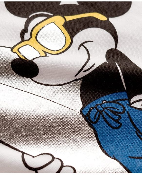 Pine Kids Disney Single Jersey Knit Sleeveless Tank T-Shirts with Mickey Mouse & Friends Graphic & Foil Detailing Pack of 2 - White & Blue