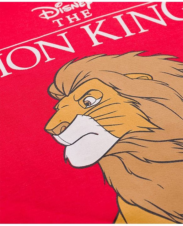 Pine Kids Disney Single Jersey Knit Half Sleeves T-Shirt with Lion King Graphic - Red