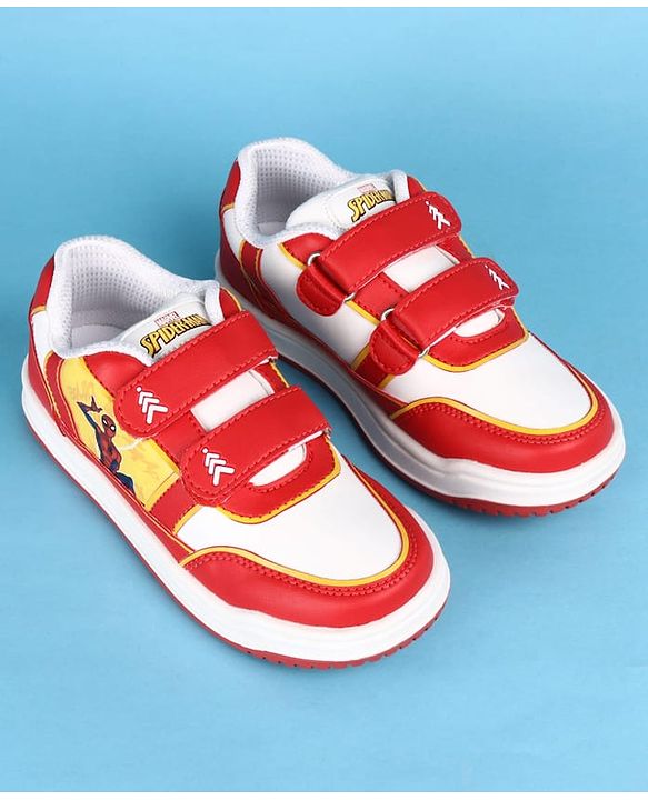 Pine Kids Marvel Velcro Closure Casual Shoes With Spider-Man Graphics - Red