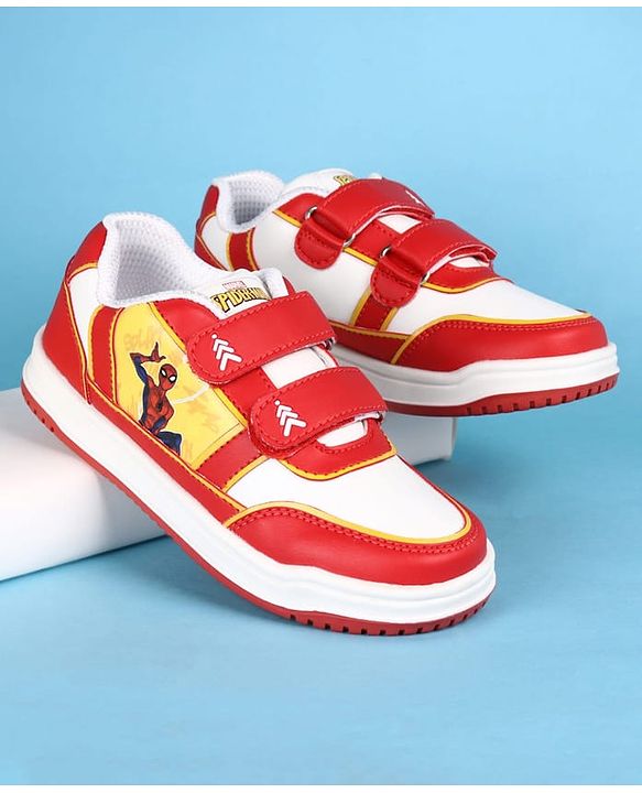 Pine Kids Marvel Velcro Closure Casual Shoes With Spider-Man Graphics - Red