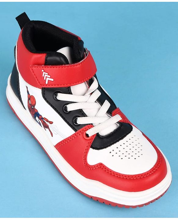 Pine Kids Marvel Velcro Closure Casual Shoes With Spider-Man Graphics - Red & White
