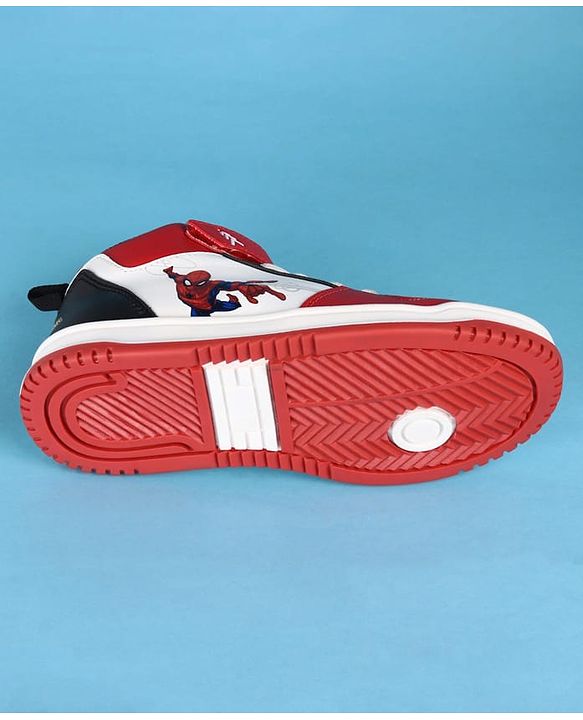 Pine Kids Marvel Velcro Closure Casual Shoes With Spider-Man Graphics - Red & White